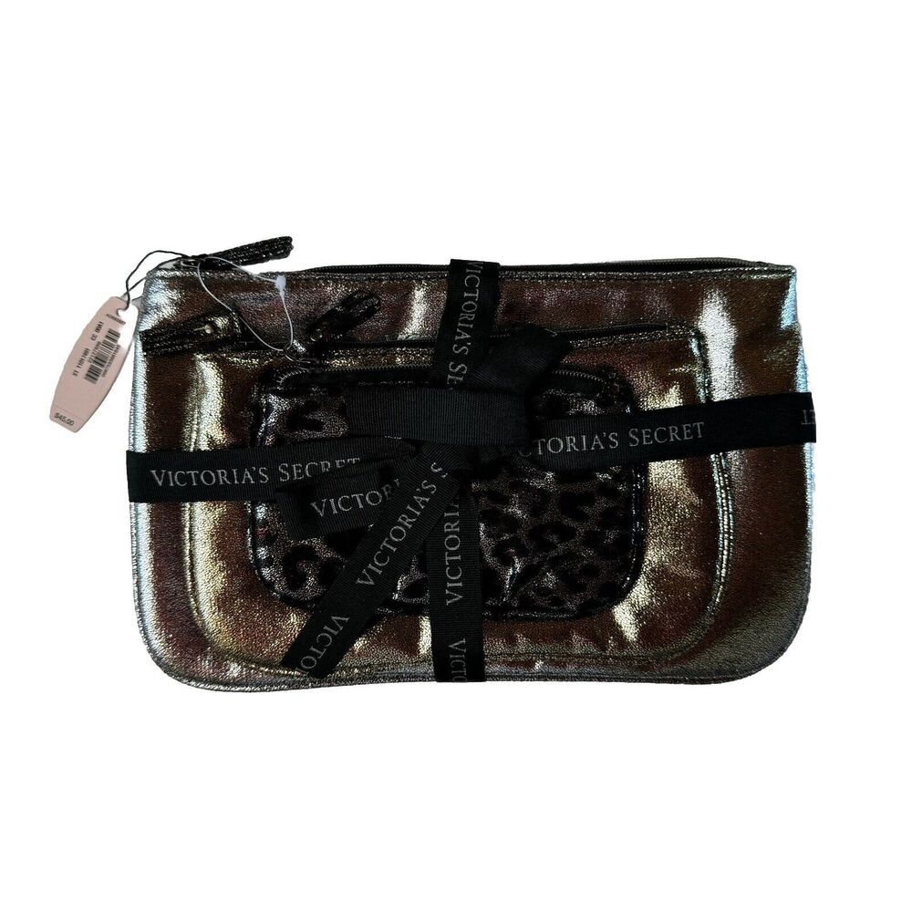 Victoria's Secret Travel Pouches with Zipper Makeup Toiletry Bag Set Of 3 NWT